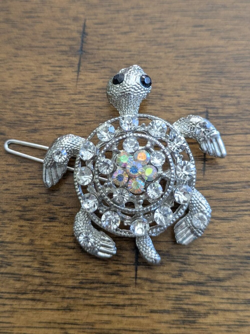 Silver-tone rhinestone vintage hair clip